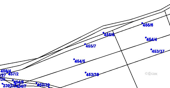 Parcela st. 455/7 v KÚ Česká Bříza, Katastrální mapa