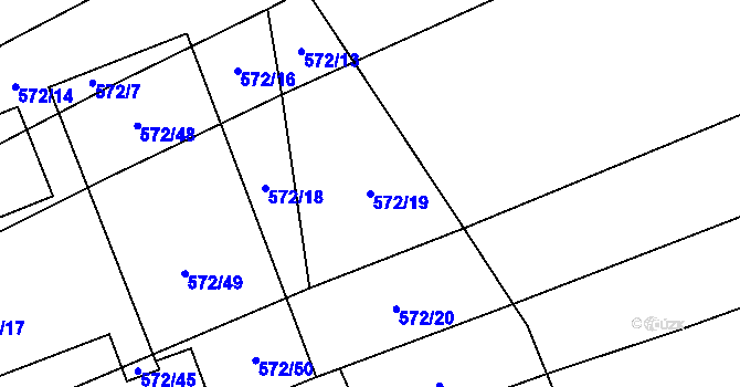 Parcela st. 572/19 v KÚ Česká Bříza, Katastrální mapa