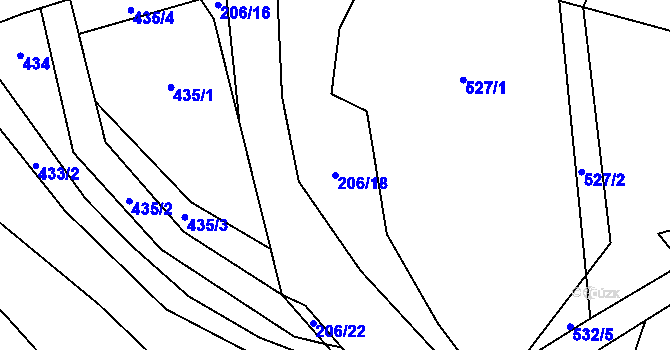 Parcela st. 206/18 v KÚ Česká Bříza, Katastrální mapa