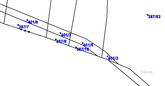 Parcela st. 401/9 v KÚ Česká Bříza, Katastrální mapa