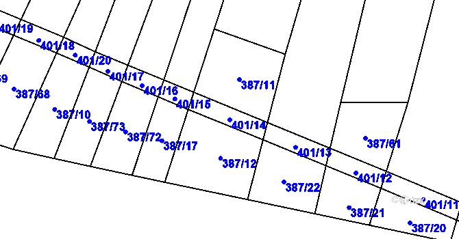 Parcela st. 401/14 v KÚ Česká Bříza, Katastrální mapa