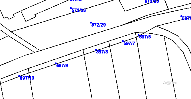 Parcela st. 597/8 v KÚ Česká Bříza, Katastrální mapa