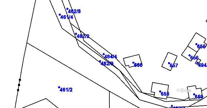 Parcela st. 494/4 v KÚ Česká Bříza, Katastrální mapa