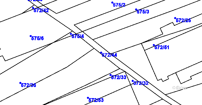 Parcela st. 572/44 v KÚ Česká Bříza, Katastrální mapa