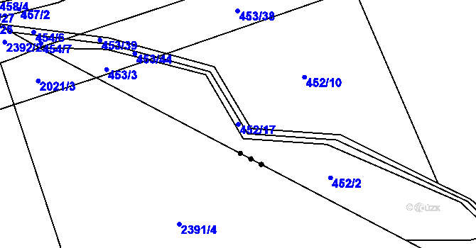 Parcela st. 452/17 v KÚ Česká Bříza, Katastrální mapa