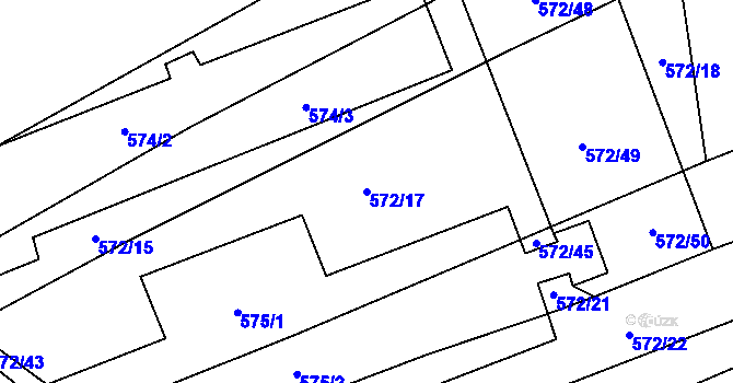 Parcela st. 572/17 v KÚ Česká Bříza, Katastrální mapa