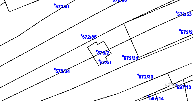 Parcela st. 578/2 v KÚ Česká Bříza, Katastrální mapa