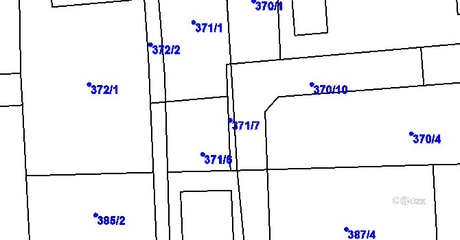 Parcela st. 371/7 v KÚ Česká Bříza, Katastrální mapa