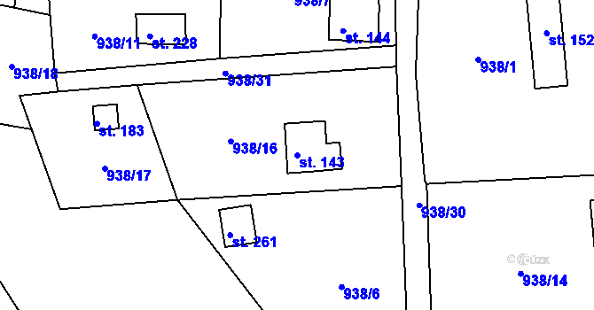 Parcela st. 143 v KÚ Česká Čermná, Katastrální mapa