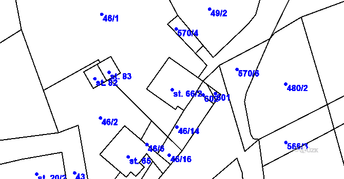 Parcela st. 66/2 v KÚ Česká Jablonná, Katastrální mapa