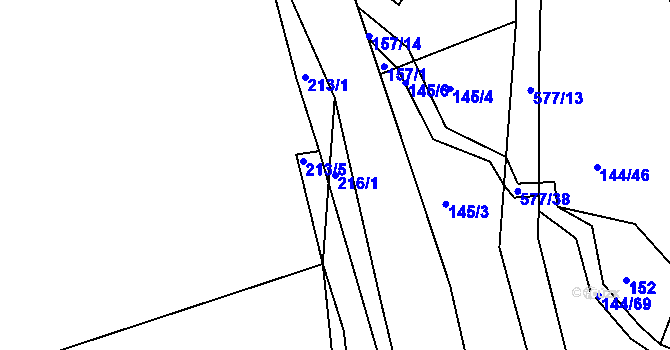 Parcela st. 216/1 v KÚ Česká Jablonná, Katastrální mapa