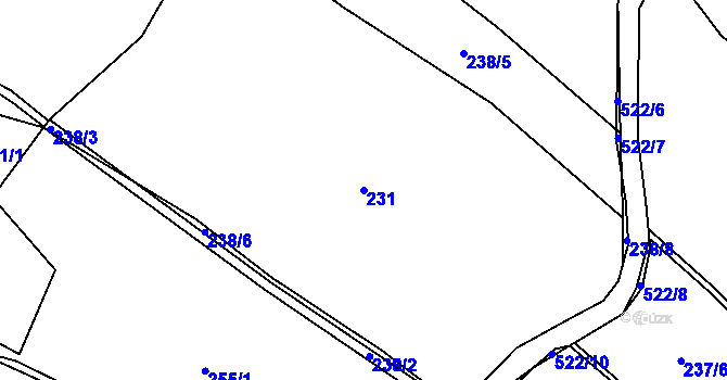 Parcela st. 231 v KÚ Česká Jablonná, Katastrální mapa