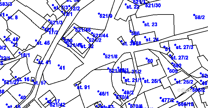 Parcela st. 521/8 v KÚ Česká Jablonná, Katastrální mapa