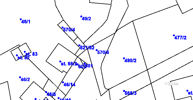 Parcela st. 570/6 v KÚ Česká Jablonná, Katastrální mapa