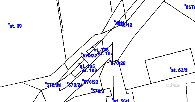 Parcela st. 107 v KÚ Česká Jablonná, Katastrální mapa