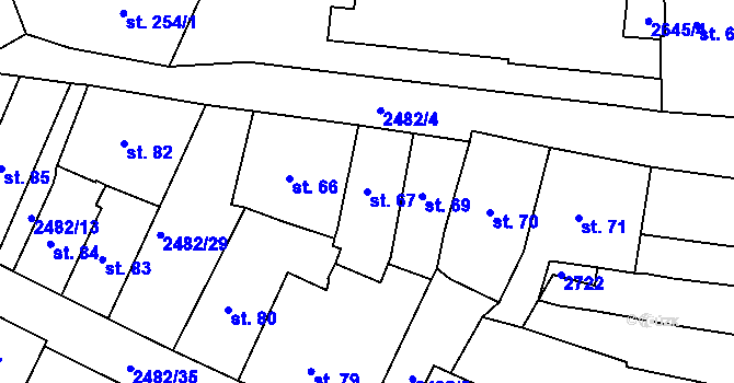 Parcela st. 67 v KÚ Česká Kamenice, Katastrální mapa