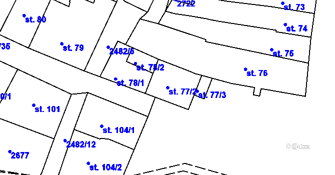 Parcela st. 77/2 v KÚ Česká Kamenice, Katastrální mapa