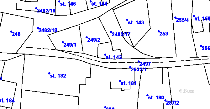 Parcela st. 142 v KÚ Česká Kamenice, Katastrální mapa