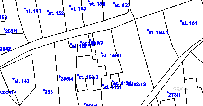 Parcela st. 158/1 v KÚ Česká Kamenice, Katastrální mapa