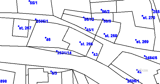 Parcela st. 266 v KÚ Česká Kamenice, Katastrální mapa