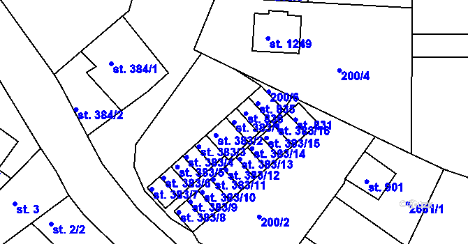 Parcela st. 383/1 v KÚ Česká Kamenice, Katastrální mapa