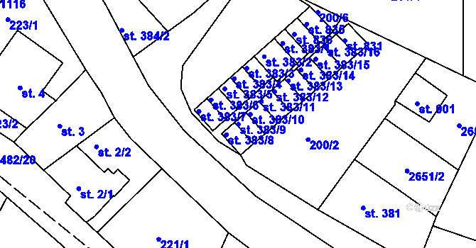 Parcela st. 383/9 v KÚ Česká Kamenice, Katastrální mapa