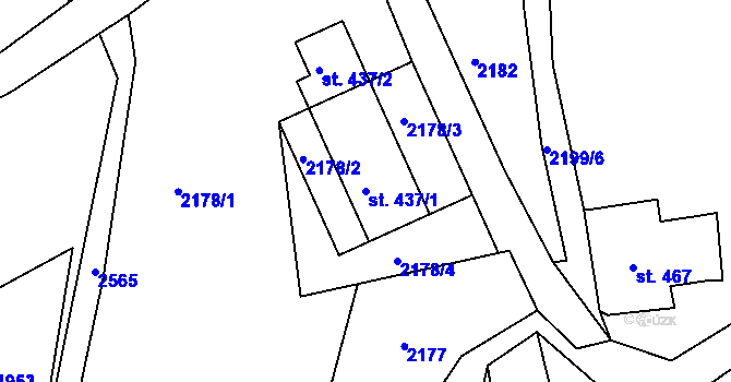 Parcela st. 437/1 v KÚ Česká Kamenice, Katastrální mapa