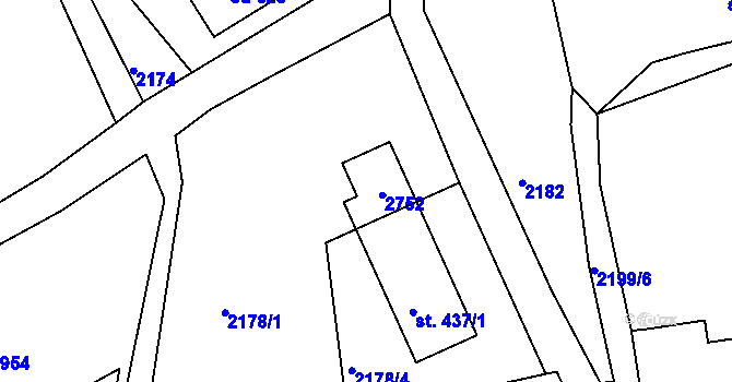 Parcela st. 437/2 v KÚ Česká Kamenice, Katastrální mapa