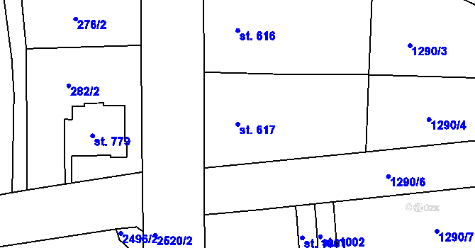 Parcela st. 617 v KÚ Česká Kamenice, Katastrální mapa