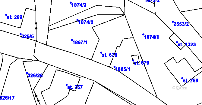 Parcela st. 678 v KÚ Česká Kamenice, Katastrální mapa