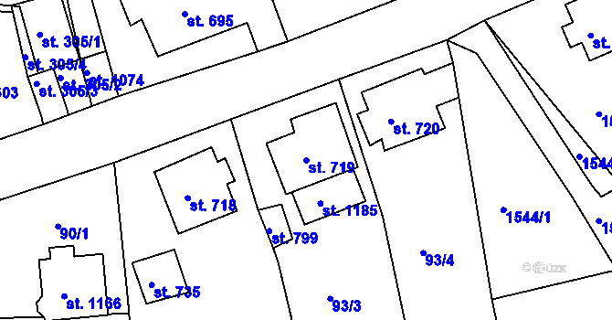 Parcela st. 719 v KÚ Česká Kamenice, Katastrální mapa