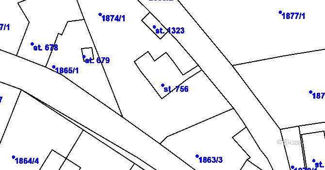 Parcela st. 756 v KÚ Česká Kamenice, Katastrální mapa
