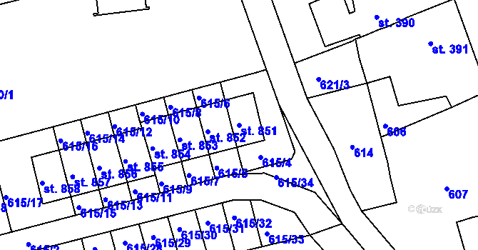 Parcela st. 851 v KÚ Česká Kamenice, Katastrální mapa