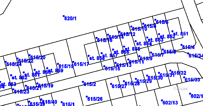 Parcela st. 857 v KÚ Česká Kamenice, Katastrální mapa
