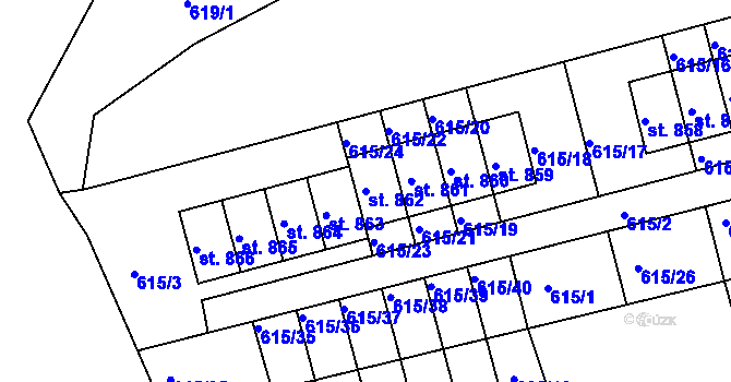 Parcela st. 862 v KÚ Česká Kamenice, Katastrální mapa