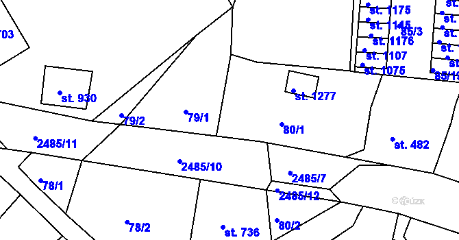 Parcela st. 79/3 v KÚ Česká Kamenice, Katastrální mapa