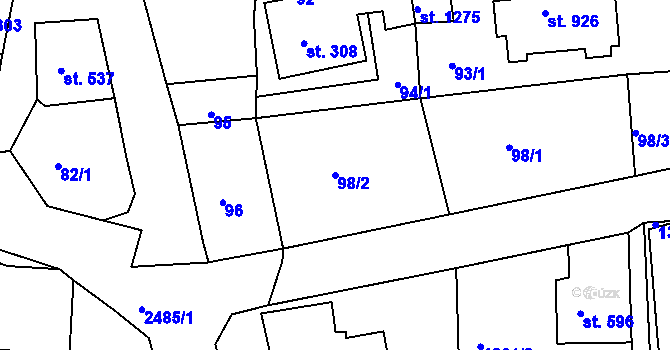 Parcela st. 98/2 v KÚ Česká Kamenice, Katastrální mapa