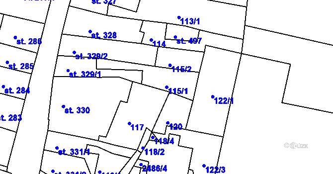 Parcela st. 115/1 v KÚ Česká Kamenice, Katastrální mapa