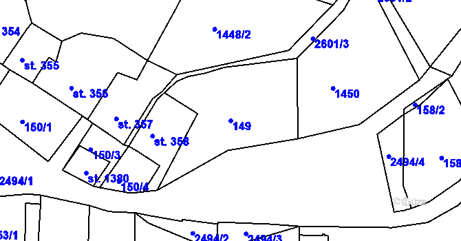 Parcela st. 149 v KÚ Česká Kamenice, Katastrální mapa