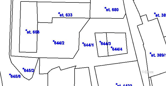 Parcela st. 644/1 v KÚ Česká Kamenice, Katastrální mapa