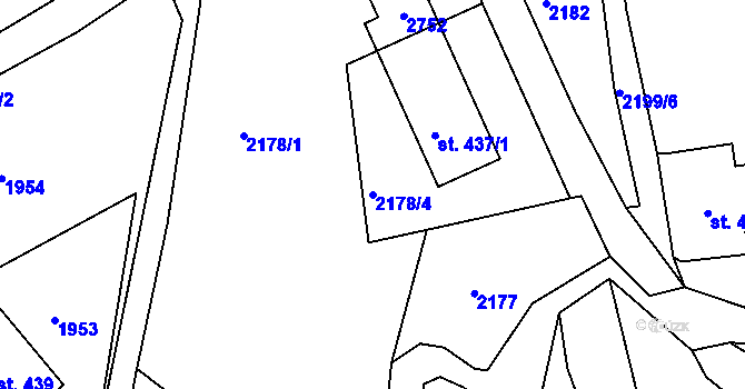 Parcela st. 2178/4 v KÚ Česká Kamenice, Katastrální mapa
