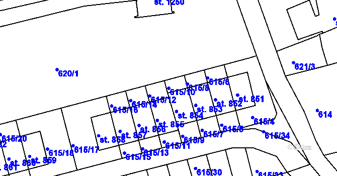 Parcela st. 615/10 v KÚ Česká Kamenice, Katastrální mapa