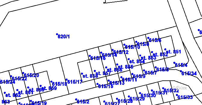 Parcela st. 615/14 v KÚ Česká Kamenice, Katastrální mapa