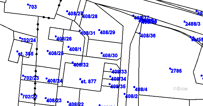 Parcela st. 408/30 v KÚ Česká Kamenice, Katastrální mapa