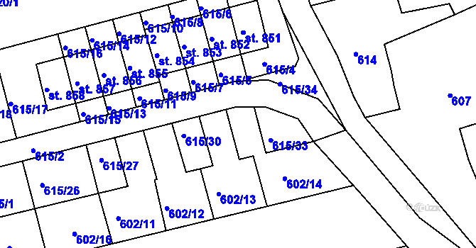 Parcela st. 615/32 v KÚ Česká Kamenice, Katastrální mapa