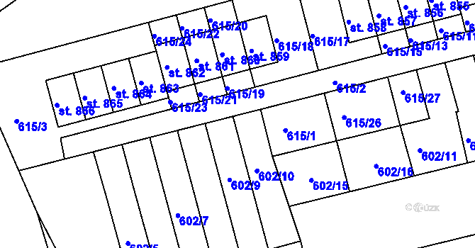 Parcela st. 615/40 v KÚ Česká Kamenice, Katastrální mapa