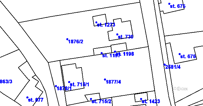 Parcela st. 1197 v KÚ Česká Kamenice, Katastrální mapa