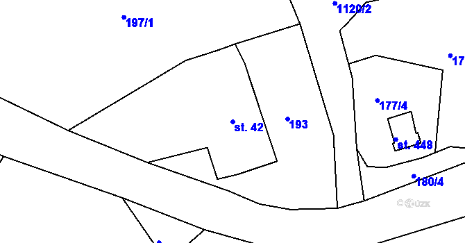 Parcela st. 42 v KÚ Dolní Kamenice, Katastrální mapa