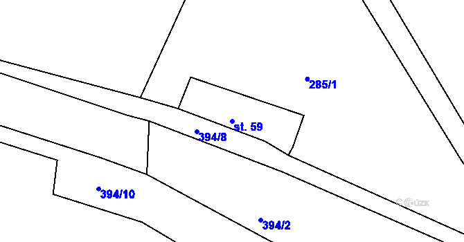 Parcela st. 59 v KÚ Dolní Kamenice, Katastrální mapa
