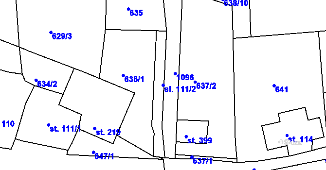 Parcela st. 111/2 v KÚ Dolní Kamenice, Katastrální mapa